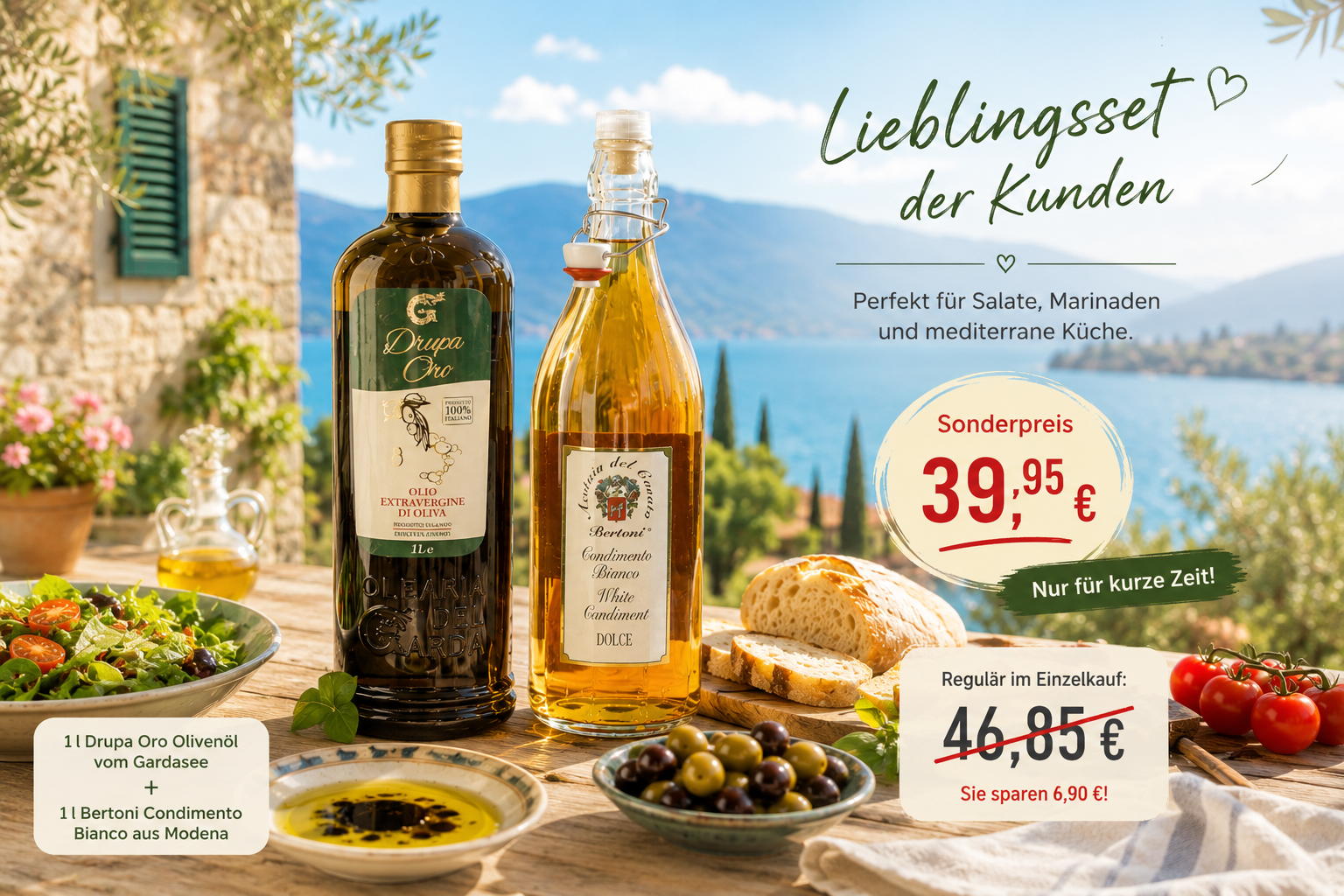 Salat-Set – Olivenöl & Essig je 1L 